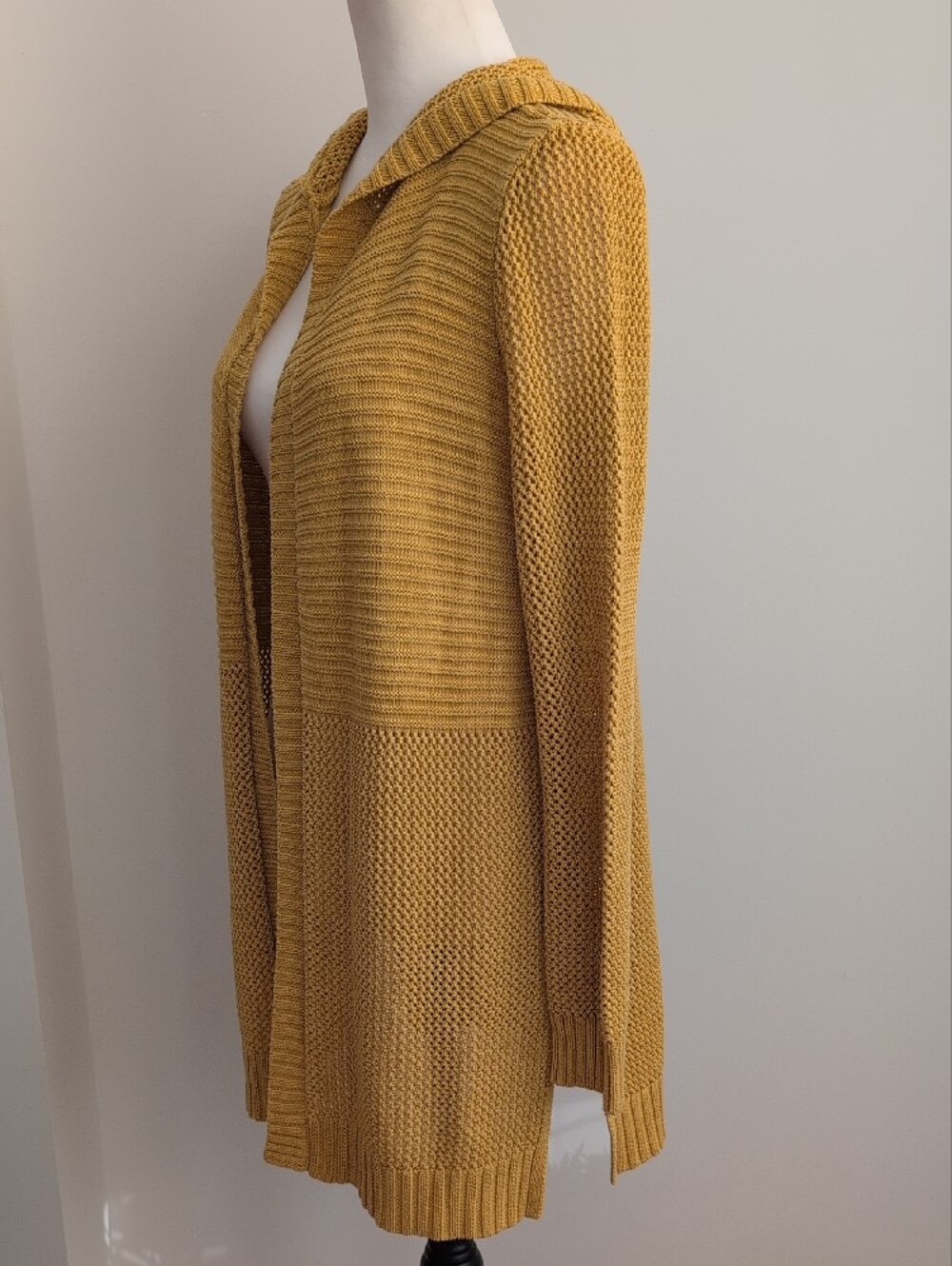 Marled Reunited Clothing Mustard Yellow Hooded Duster Cardigan - Picture 6 of 8